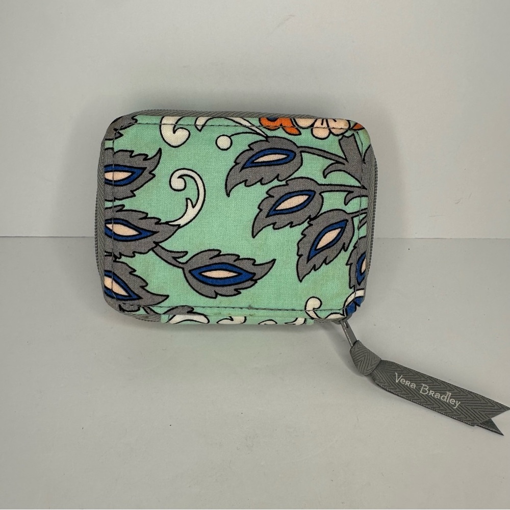 Vera Bradley Coin Purse-Cotton Quilted Fan Flowers-Retired Floral-Travel-Zip